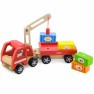Žaislinis medinis sunkvežimis su magnetiniu kranu ir konteineriais | Viga 50690